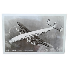 Vintage TWA SUPER CONSTELLATION Airplane RPPC 1950s Postcard by Enell picture