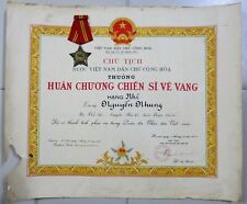 Vietnam HO CHI MINH Signature on Certificate + SOLDIER OF GLORY Order 2nd Class picture