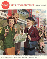 1958 COCA-COLA BRUSSELS WORLD'S FAIR COLOR COKE PRINT ADVERTISEMENT Z1790 picture