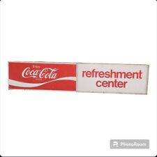Vintage Coca Cola 48 x 10 Advertising Single Sided Metal Sign Refreshment Center picture