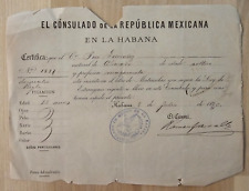 Cuban Cuba Letter 1880 MEXICO MEXICAN EMBASSY Nationality Certificate DOCUMENT picture