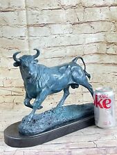 21 LBS Western Bronze Marble Pedestal Bullfight Bull Art Deco Sculpture SALE NR picture