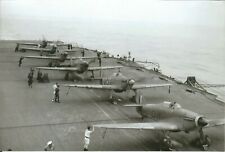 British Hawker Sea Hurricanes on Deck of Aircraft Carrier  WW2 4x6 Re-Print picture