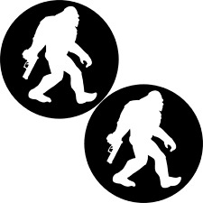 2x Bigfoot Sasquatch With Gun Stickers 3 Inch Second Amendment Bumper Decals picture