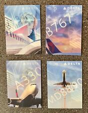 LOT of 4 Delta Air Lines Trading Cards Holographic 2015 Boeing Airbus McDonnell picture