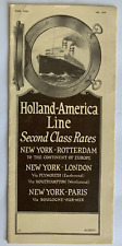 Vintage 1926 Holland America Line Second Class Rates Brochure illustrated ship picture