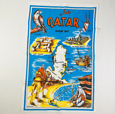 Qatar Arabian Gulf Tea Towel Retro Collectable RARE Pure Linen picture