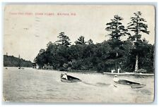 1909 Three Pine Point Chain O'Lakes Motorboat Waupaca Wisconsin Vintage Postcard picture