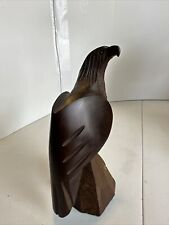 Vintage Hand Carved Ironwood Falcon Hawk Eagle Bird Of Prey  6.5” By 3.5” Decor picture