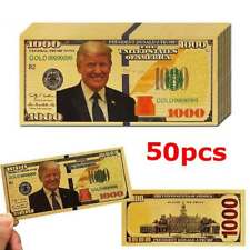 50PC President Donald Trump Colorized $1000 Dollar Bill Gold Foil Banknote picture