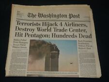 2001 SEPT 12 WASHINGTON POST NEWSPAPER - TERRORISTS HIJACK 4 AIRLINES - NP 4920 picture