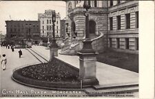 Worcester MA-Massachusetts, City Hall Plaza Vintage Souvenir Postcard picture