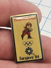 VTG Lapel Pinback Gold Tone Olympic 1984 Sarajevo Campbell's Soup Speed Skating  picture