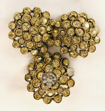 3 VINTAGE DOMED RHINESTONE SUIT BUTTONS - 1.5