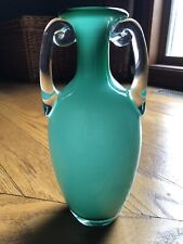 Vintage Czech Glass Vase, Doubled Layered Glass , Green picture