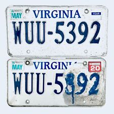 2020 United States Virginia Base Passenger License Plate WUU-5392 picture