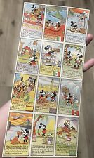 1937 MICKEY MOUSE UNCUT SHEET OF 12 BREAD CARDS WALT DISNEY MAP RARE CONDITION picture