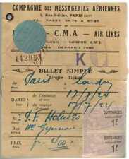 Vintage Airline Ticket CMA Airlines Paris to London 1924. CMA became Air France picture