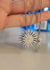 DAVID YURMAN STARBURST Pave DIAMONDS Silver 925 Pendant 32mm Necklace 18-20” picture