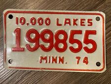 Vintage 1974 Minnesota MN Motorcycle License Plate Man Cave Wall Decor Collector picture