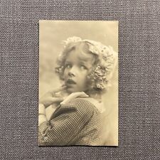 Antique Postcard Rppc Girl Fashion Dress Hat Blonde Hair Looking Over Shoulder picture