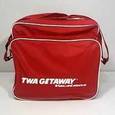 Vintage TWA Getaway Vacations Tote Bag Red Adjustable Shoulder Strap Vinyl 13x13 picture