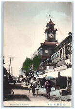 c1910 Trunk Maker Clock Tower Benten-Dori Yokohama Kanagawa Japan Postcard picture