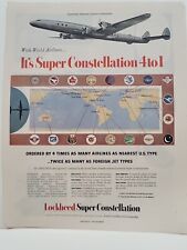 1953 Lockheed Super Constellation Jet Airplane Holiday Print Ad Vacation World picture