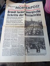 13 AUGUST 1961 Berliner MORGENPOST NEWSPAPER EAST GERMANY SEALS BERLIN BORDER picture