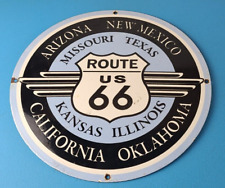 Vintage US Route 66 Sign - Highway State Road Gas Oil Pump Porcelain Sign picture