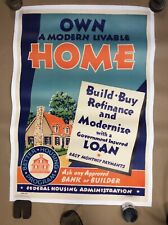 Original 1930S Federal Housing Administration Poster Linen Backed  picture