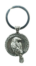 Raven Crow Keyring Odin All Father Protection  Rune Double Sided Gift Heathen picture