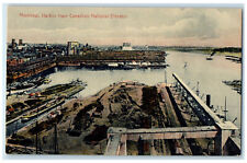 c1910 Montreal Harbor from Canadian National Elevator Quebec Canada Postcard picture