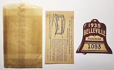 1935 City of Belleville Illinois Vehicle License Window Sticker Decal PB137 picture