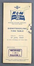 KLM TIMETABLE 17 JANUARY 1949 AIRLINE SCHEDULE ROYAL DUTCH AIRLINES BOAC picture