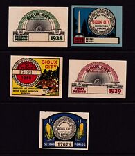 1938-1941 Sioux City Iowa IA vehicle inspection decals 5 different unused picture