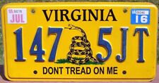 2015-2020 Virginia DON'T TREAD ON ME License Plate  (RANDOM PLATE# SEE DESC) picture