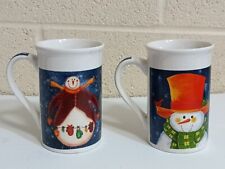 Royal Norfolk Snowman Themed Coffee Mugs - Set of 2 picture