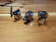 Vintage Dansk Silverplate Elephant, Hippo And Antelope Paperweights picture