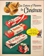 1955 Camel Winston Cavalier Cigarettes Print Ad Christmas Gift Ringing Bells picture