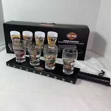 NIB Harley-Davidson Roadhouse Brew Pub Tasting Flight set Of 4 W/ Paddle picture