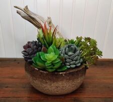 Vintage Handmade Driftwood And Cement Sculptural All Natural Single Planter picture