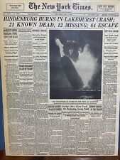 VINTAGE NEWSPAPER HEADLINE ~GERMAN ZEPPELIN HINDENBURG AIR SHIP DISASTER 1937 picture