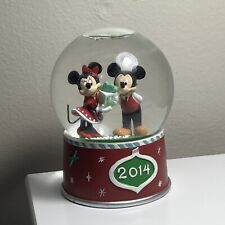 2014 Disney Store Disney World Minnie & Mickey Mouse Christmas Snow Globe picture