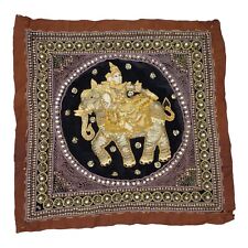 Vintage Thai Burmese Kalaga Tapestry Embroidered Elephant Sequins Wall Hanging picture