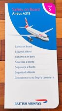 BRITISH AIRWAYS Airbus A319 Airline Safety Card Instructions - Issue 5, 2005 picture