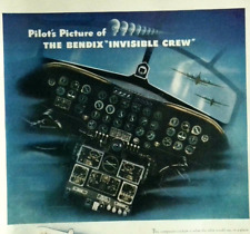 1944 Bendix Aviation Vintage Print Ad Pilot's View control board & Dials picture