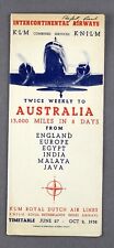 KLM / KNILM ROYAL NETHERLANDS INDIES AIRWAYS AUSTRALIA AIRLINE TIMETABLE 1938  picture