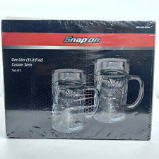 Snap-On Custom Stein Glass Mug Set of 2 One Liter Official Licensed Brand New picture