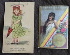 1882 Boraxine (Laundry) Trade Cards Buffalo NY girl with umbrella,girl with cat  picture